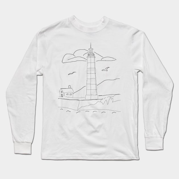 Lighthouse Scene to Color Long Sleeve T-Shirt by BKMuir